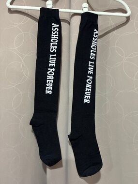 Assholes Live Forever Black Long Socks